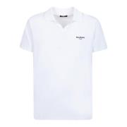 Balmain Logo Print Polo Shirt White, Herr