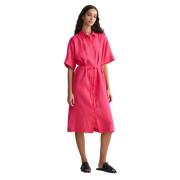 Gant Linneskjortklänning med Kort Ärm Pink, Dam