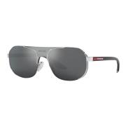Prada Linea Rossa Sunglasses Silver/Grey Black Gray, Herr