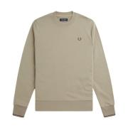 Fred Perry Logo Crewneck Sweatshirt i Beige Beige, Herr