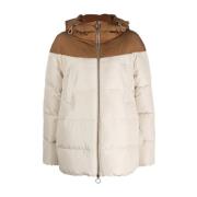 Eleventy Beige dunjacka med huva Beige, Dam