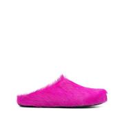 Marni Rosa platta skor med Fur Fussbett Sabot Pink, Herr
