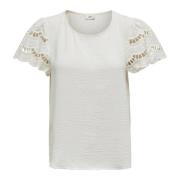 Jacqueline de Yong Spets T-Shirt Vår/Sommar Kollektion White, Dam