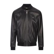 Philipp Plein Leather Jackets Black, Herr