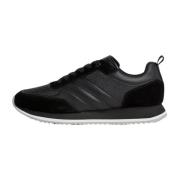 Calvin Klein Svart Logotyp Mönster Läder Sneakers Black, Herr