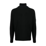 C.p. Company Svart Lammskinn Rollneck Tröja för Herrar Black, Herr