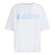 Marni Logo Print Oversized Tshirt White, Dam