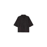 Tara Jarmon Bomullsskjorta med mönster och brosch Black, Dam
