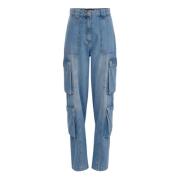 Elisabetta Franchi Wide Jeans Blue, Dam