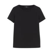 Max Mara Weekend Svart Basic Bomull T-Shirt Black, Dam
