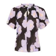 InWear Lavendel Poetisk Blomma Veckad Topp Blus Multicolor, Dam