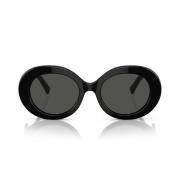 Dolce & Gabbana Oval Svarta Solglasögon med Mörkgrå Linser Black, Dam