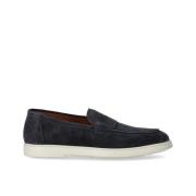 Doucal's Navy Blue Suede Leather Loafer Blue, Herr