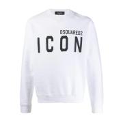 Dsquared2 Icon Logo Sweatshirt med Fleecefoder White, Herr