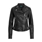 Ralph Lauren Leather Jackets Black, Dam