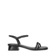 ASH Svarta läder tubulära sandaler med fyrkantig tå Black, Dam