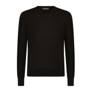 Dolce & Gabbana Svarta Lätta Crewneck Sweaters Black, Herr