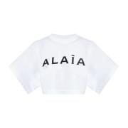 Alaïa T-shirt med logotyp White, Dam