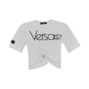 Versace T-shirt med säkerhetsnål logo White, Dam