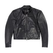 Balenciaga Leather Jackets Black, Dam