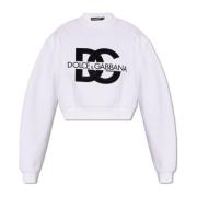Dolce & Gabbana Beskuren sweatshirt med logotyp White, Dam