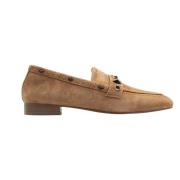 Toral Cognac Suede Studs Loafers Brown, Dam