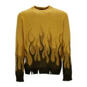 Vision OF Super Double Flames Sweater Yellow, Herr
