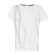 Liu Jo Kedja Studs Rund Hals T-shirt White, Dam