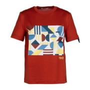 Max Mara Geometriskt Tryck Rost Bomull T-shirt Brown, Dam