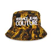 Versace Jeans Couture Svart Bomull Akvarelltryck Hatt Multicolor, Herr