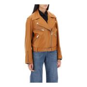 Versace Leather Jackets Brown, Dam