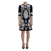 Dolce & Gabbana Svart A-linje klänning med spetsdetaljer Black, Dam