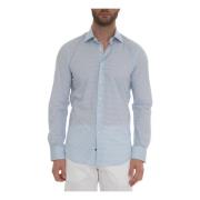 Càrrel Casual Skjorta med Italia Dress Neck och Tile Micro Print Blue,...