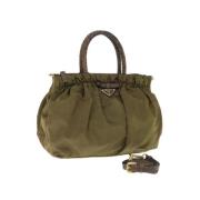 Prada Vintage Pre-owned Nylon handvskor Green, Dam