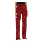 Burberry Straight Trousers Red, Dam