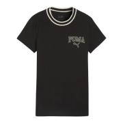 Puma Svart och vit Squad Logo T-shirt Black, Dam