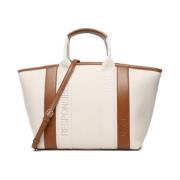V73 Beige Canvas Shopping Bag with Coin Compartment Beige, Dam