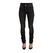 Gianfranco Ferré Elegant Svart Slim Fit Mid Waist Jeans Black, Dam