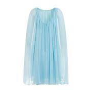 Max Mara Silk Chiffongklänning i Turkos Blue, Dam