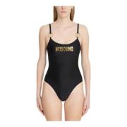 Moschino Double Question Mark Swimsuit Black, Dam