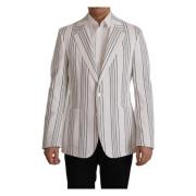 Dolce & Gabbana Randig Bomullsblandning Blazer White, Herr