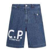 C.p. Company Stone Bleach Utility Shorts Blue, Herr