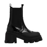 Ganni Chelsea Boots i Svart Läder Black, Dam