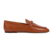 Tod's Grained Leather Loafers i Brandy Scuro Brown, Dam