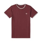 Fred Perry Twin Tipped Rund Hals T-Shirt Red, Herr
