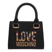 Love Moschino Rhinestone Logo Mini bag Black, Dam