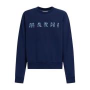Marni Logo-Print Bomullsweatshirt Blue, Herr