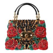 Dolce & Gabbana Leopard Rose Embellished Tote Bag Multicolor, Dam