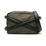 Alexander McQueen Gabardine Weave Läder Väska med Logotyp Tryck Green,...