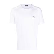 Ermenegildo Zegna Vit Jersey Stickad T-shirt med Logotyp White, Herr